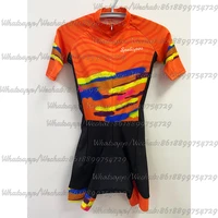 spelispos women orange bodysuit one piece trisuit custom cycling skinsuit new short bike triathlon jumpsuit ciclismo conjunto