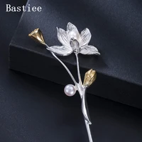 bastiee lotus flower 925 sterling silver hair hair stick hanfu chinese hairpin hmong handmade jewelry pearl gold plated