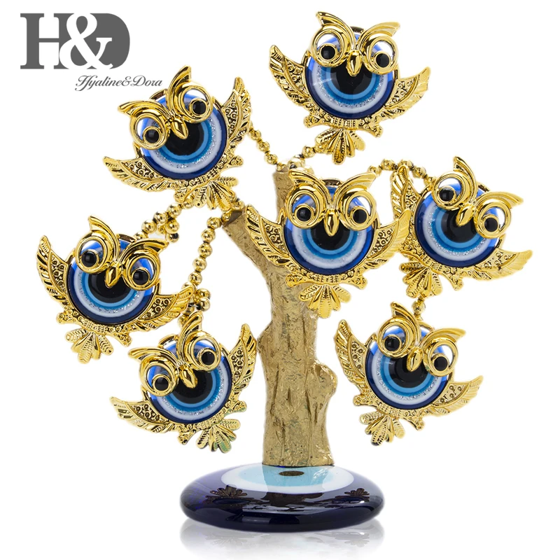 H& D Fengshui голубое сглаза дерево для защиты денег богатство достижения удачу Рождественский подарок домашний Декор Орнамент демонстрационная смола
