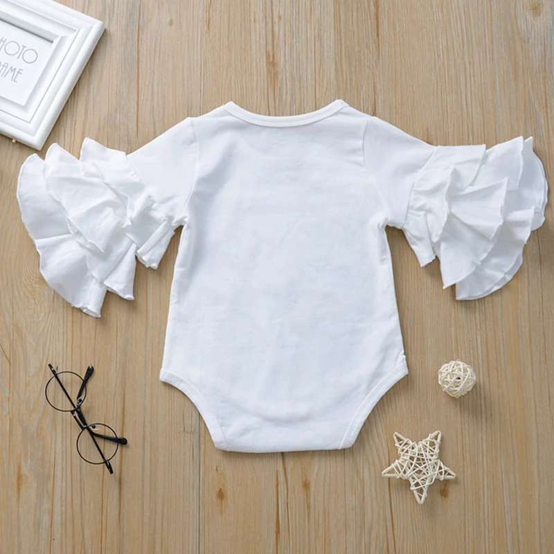 

Newborn Baby Girls Bodysuit Jumpsuit Solid Double Ruffles Falbala Flare Sleeve New Infant Girl Casual Clothes Bodysuits Traje