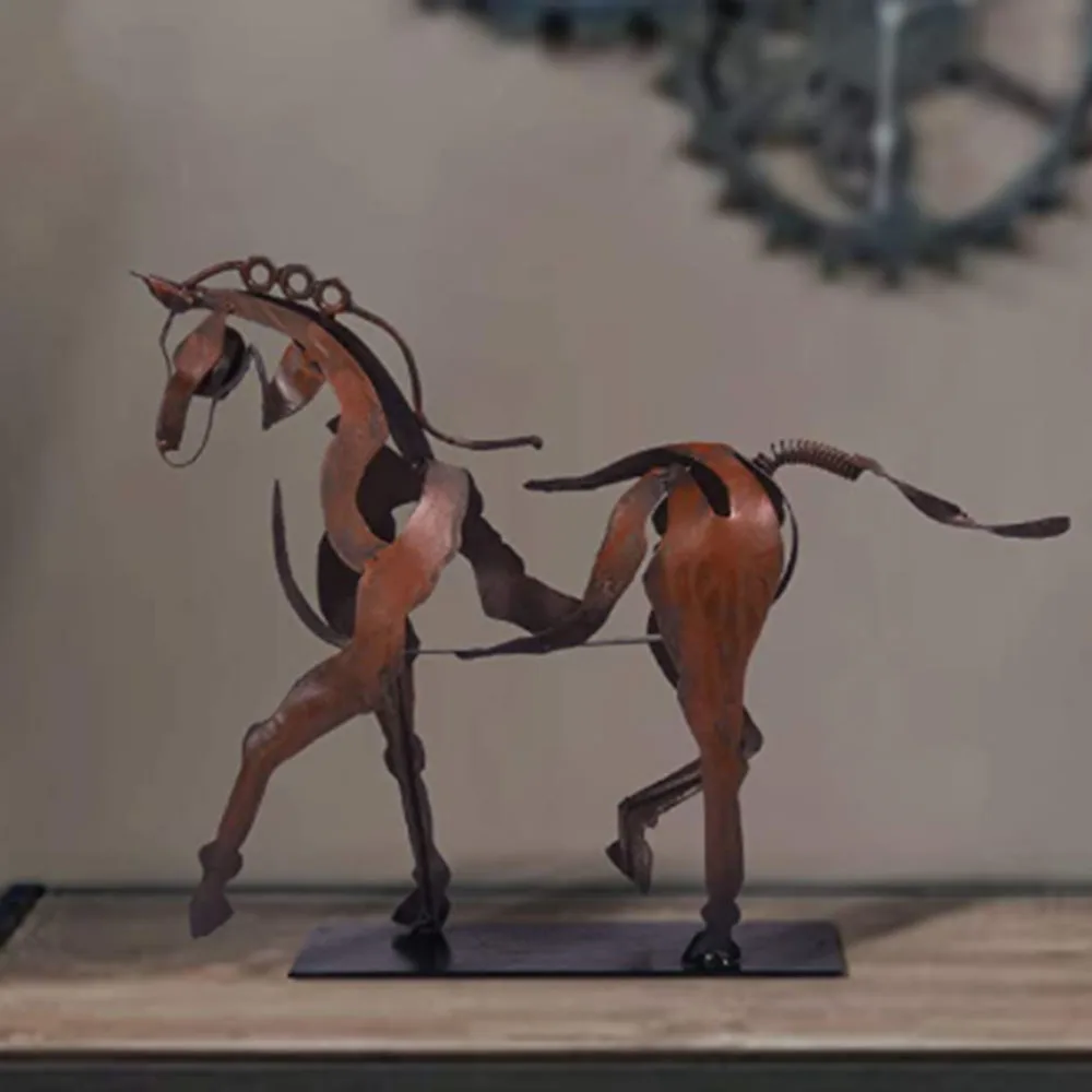 

Art Metal Horse Statue Decor Modern Horse Sculpture Handicraft, Rustic Metal Statue Decorations Gift for Home Bookshelf