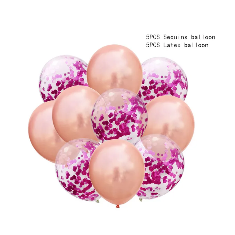 rose gold rose red 10 шт./лот 12 дюймов металлические цвета латексные шары воздушные шары с конфетти надувной шар для дня рождения Свадебная вечеринка - Цвет: rose gold rose red