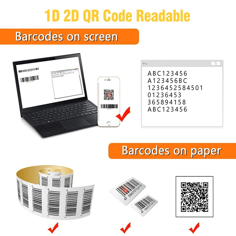 Сканер штрих-кода 2 4G беспроводной 1D 2D QR портативный считыватель ручной матричный