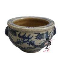 jingdezhen porcelain ware blue and white porcelain dragon pattern incense stove sandalwood stove antique double dragon playing p