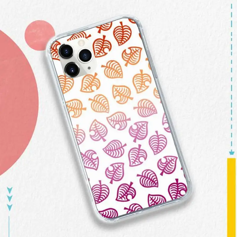 

animal crossing Leaves gradient shell Phone Case for iPhone 11 12 pro XS MAX 8 7 6 6S Plus X 5S SE 2020 XR