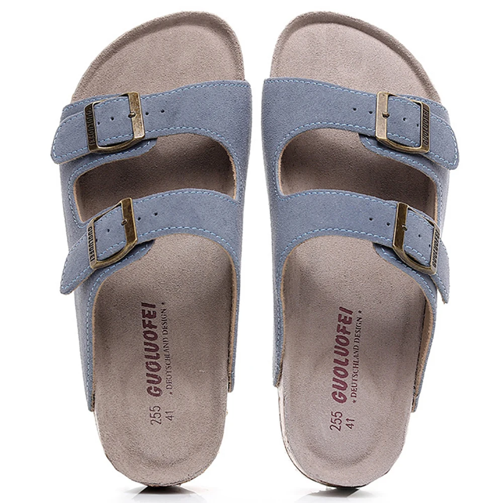 

Women Genuine Cow Suede Leather Slippers For Men Casual Nonslip Breathable Shoes Female Soft Beach Sandals Girls Summer Big Size