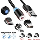 Магнитный USB-кабель для быстрой зарядки, светодиодный кабель для передачи данных для Samsung A10, A20, A30, A50, A70, M10, Honor 10, 20 Lite, 8X, 8C, 8A, шнур для iPhone XS MAX