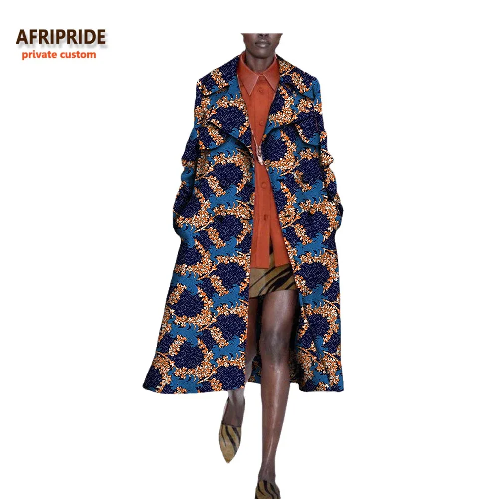 Осеннее Африканское длинное женское пальто AFRIPRIDE, длинный рукав, длина до середины икры, на пуговицах, с отложным воротником, повседневное пальто A722417 - Цвет: 601