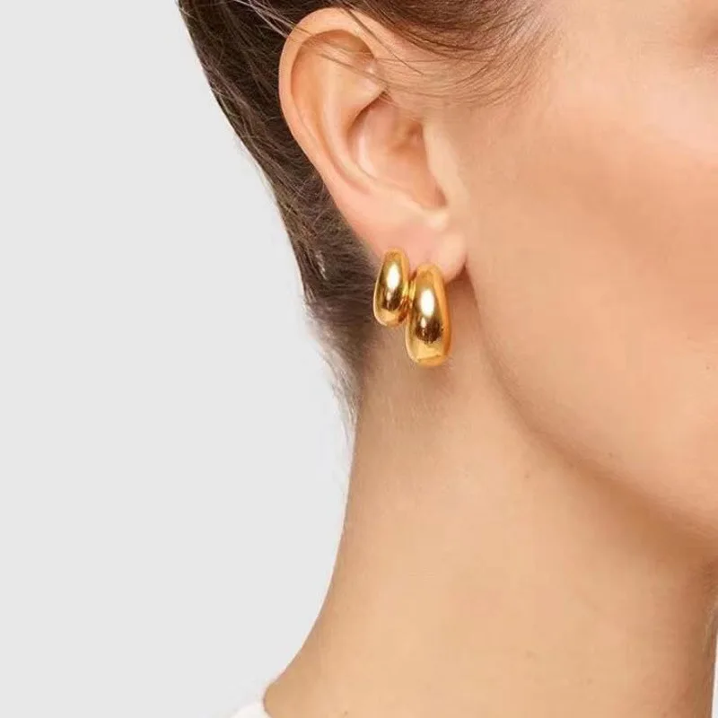 Модные Классические серьги гвоздики золотистого цвета для женщин простые