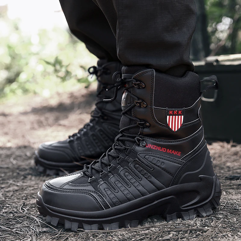 

Men Outdoor Hiking Trekking Shoes High-top Desert Military Boots Men Anti-Slip Combat Army Boots Tactical Plus Size 39-47