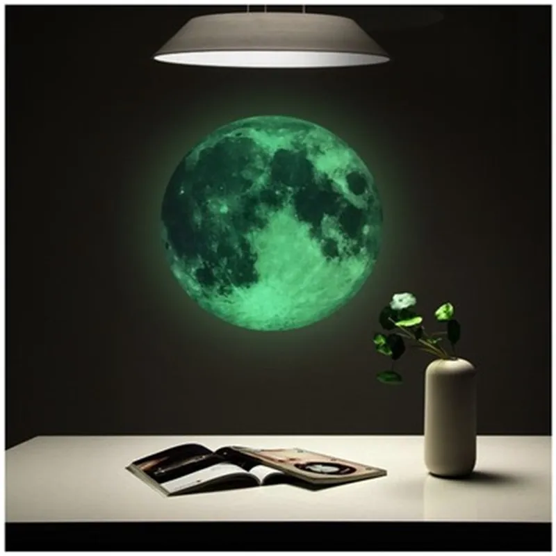 Несколько стилей светящаяся Луна 3D настенная наклейка детская комната гостиная
