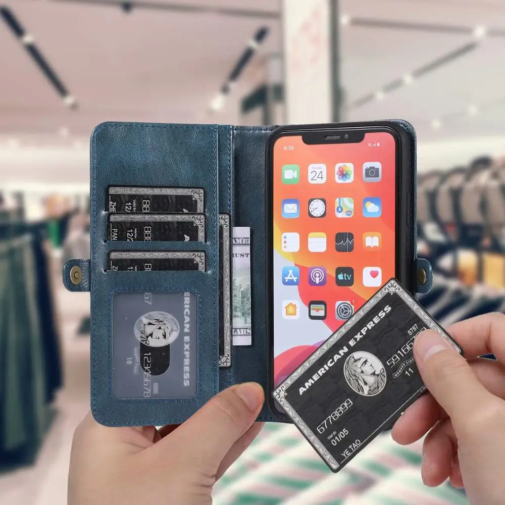 Съемный кожаный чехол книжка для iPhone 11 Pro Max XR SE 20 S20 кошелек XS 8 7 6 6s Plus Магнитный