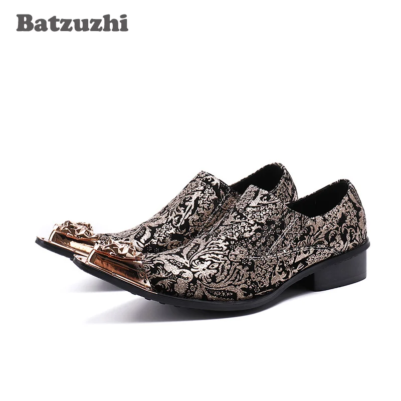 

Batzuzhi Italian Style Men Shoes Iron Toe Designer's Dress Shoes Genuine Leather Oxfords Flats Zapatos Hombre, Big Size 38-46