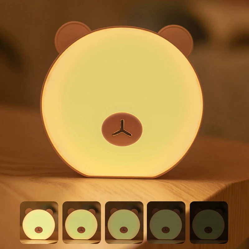 

Little Bear LED Night Light Touch Sensor LED Lamp Three-level Color Usb Charging Bedside Led For Children Baby Christmas