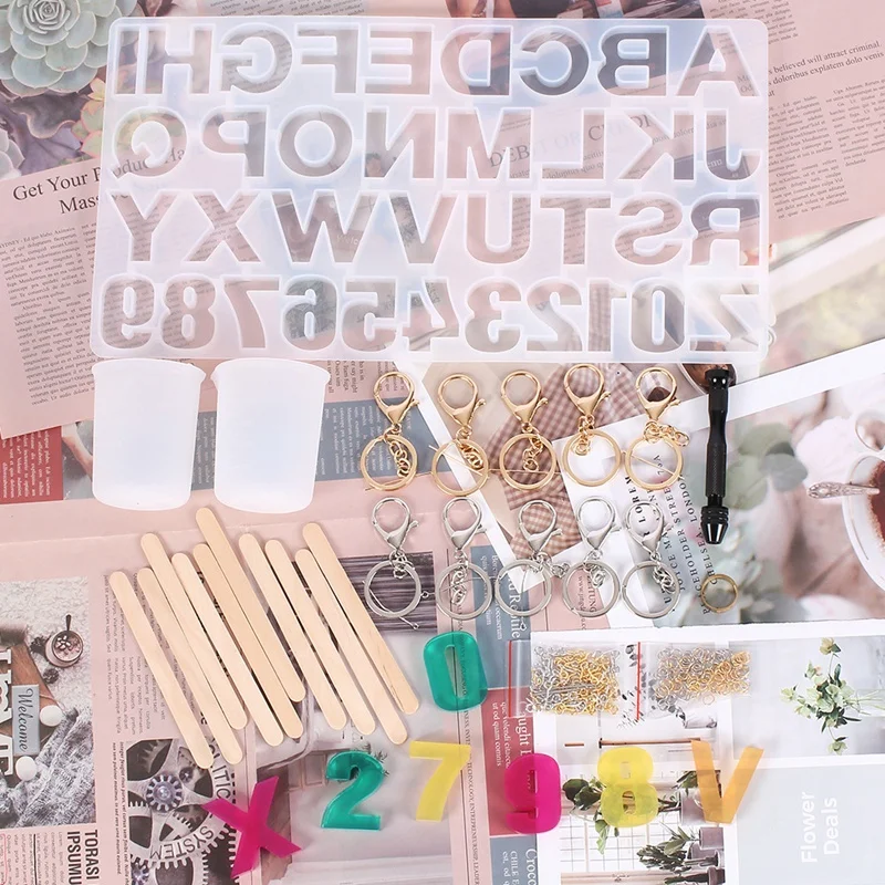 

Letter Resin Molds Number Alphabet Epoxy Molds, Silicone Casting Molds Set for DIY Jewelry Keychain Making