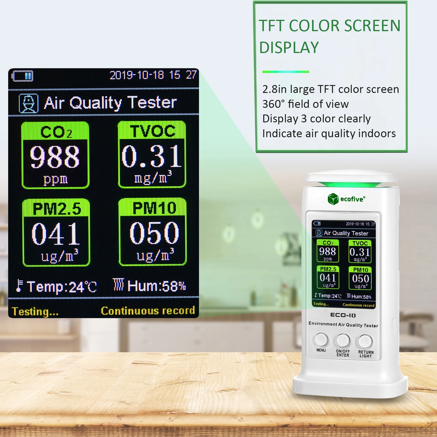 Новый перезаряжаемый монитор качества воздуха Измеритель загрязнения Датчик