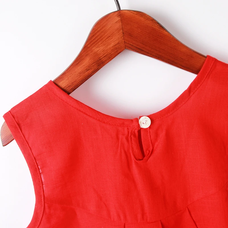 2021 Summer Girls Dresses Cotton Vest 2-11Y Cat Print Style Color Green Red For Kids | Детская одежда и обувь