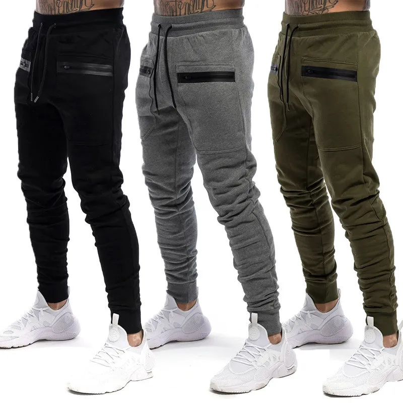 

Quick drying jogging pants men Sport Pencil Pants Men Bodybuilding Joggers Gym Trousers zipper Running Pants Men