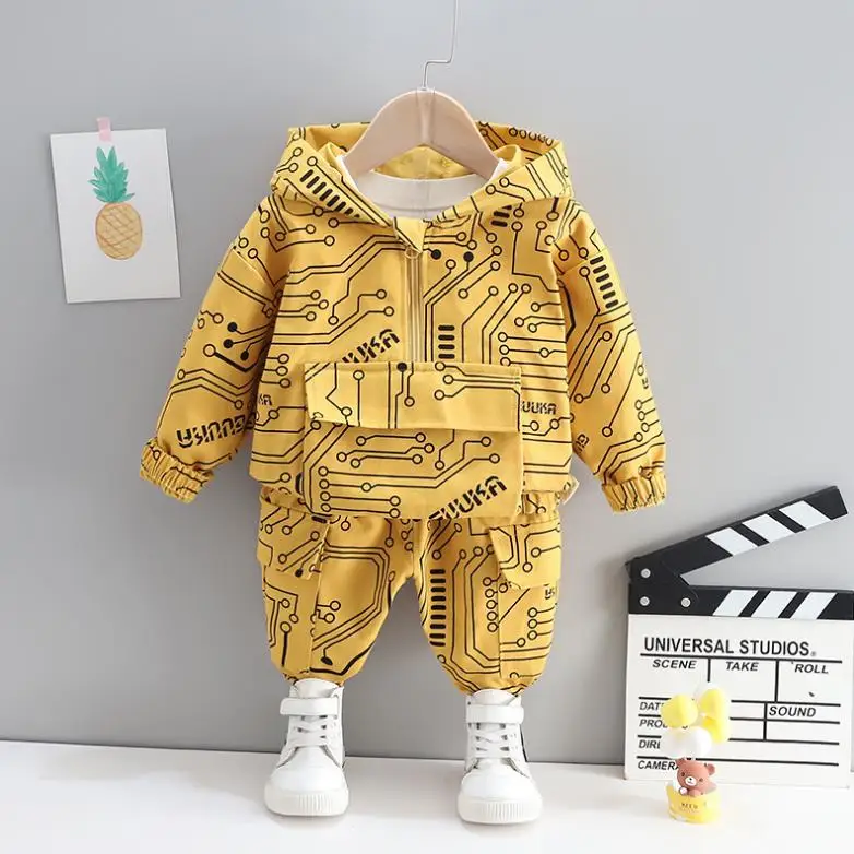 

Korean Baby boy casual Tracksuit long sleeve print letter jacket Pants 2pcs sets children kids Clothing Infant Toddler outfits