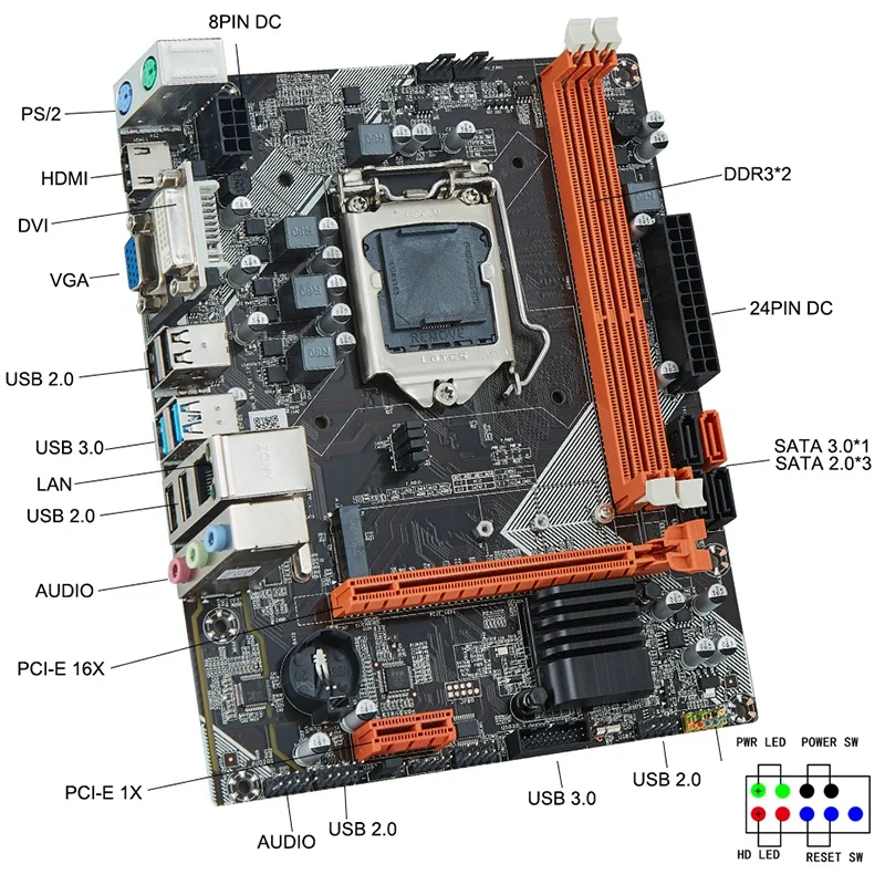 Материнская плата B75 для настольного ПК материнская M.2 LGA1155 процессора I3 I5 I7