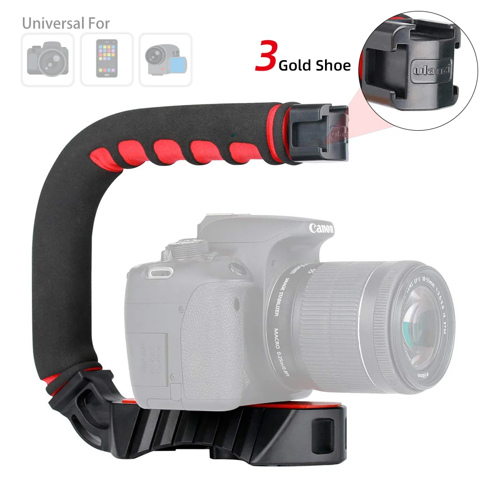 U-Grip Pro ручной видео с тройным холодным башмаком крепление для смартфона ручка DSLR