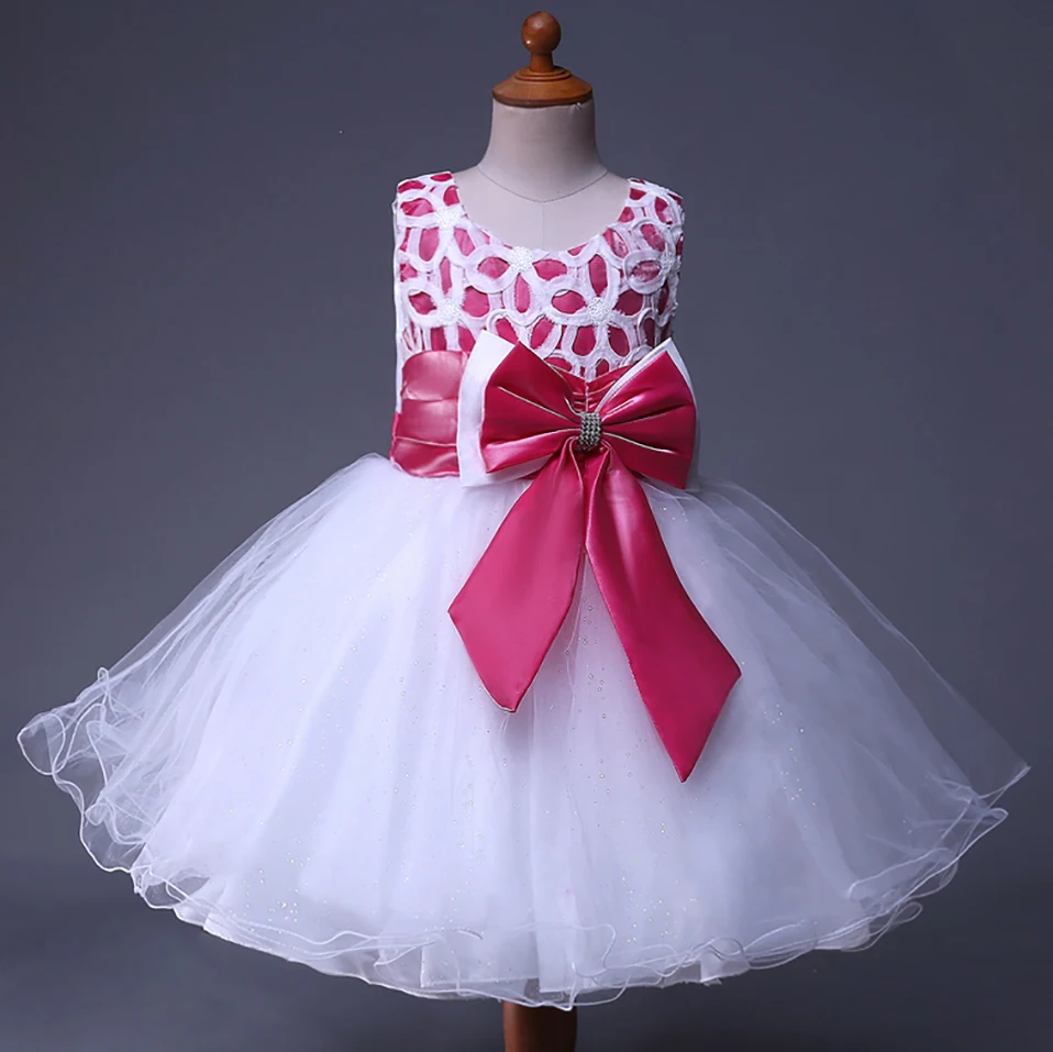 Cutestyles Sleevless Hot Pink Flower Girl Dresses White Wedding For Girls Kids Clothing | Детская одежда и обувь