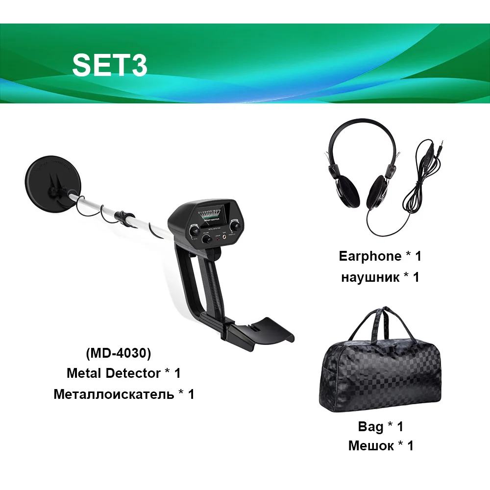 SET3 MD-4030 MD-4030 металлоискатель подземный Портативный детектор металоискатель Длина регулируемых детекторов золота Цепь детекторов охотников за металласокровищами металлодетектор - Цвет: SET3 MD-4030