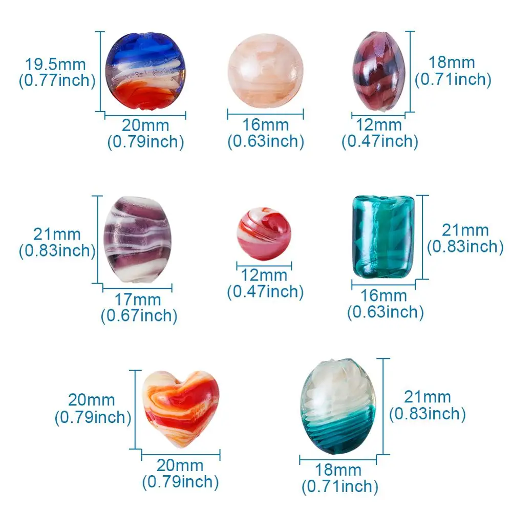 

Handmade Lampwork Beads Mixed Shapes Mixed Color 12x83mm; 100pcs/box