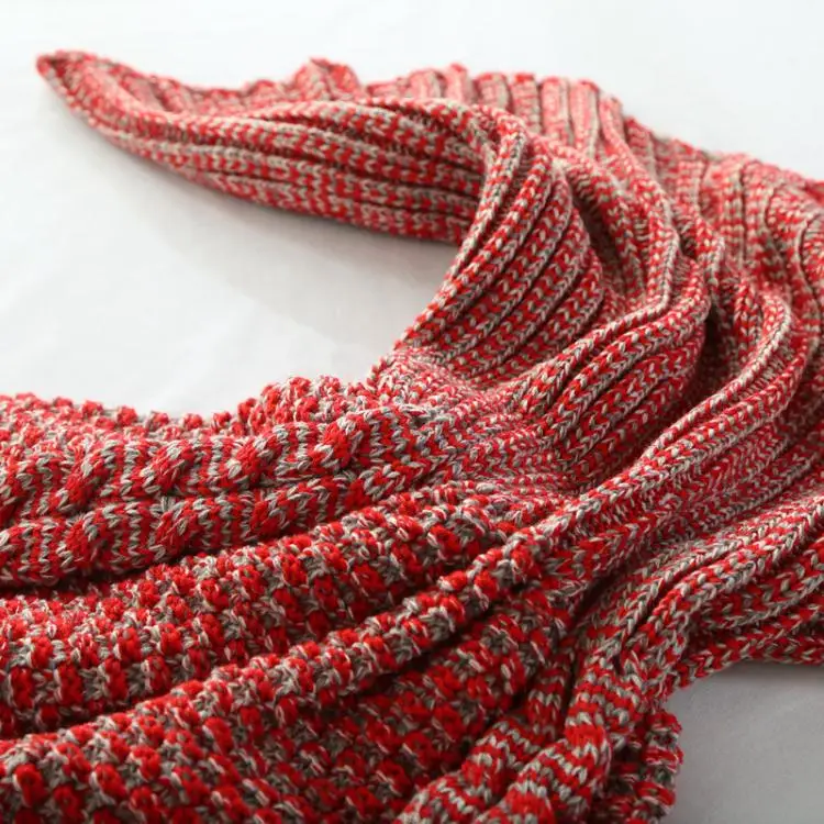 Зимнее одеяло вязаное с хвостом русалки тонкое крючком не скатывается