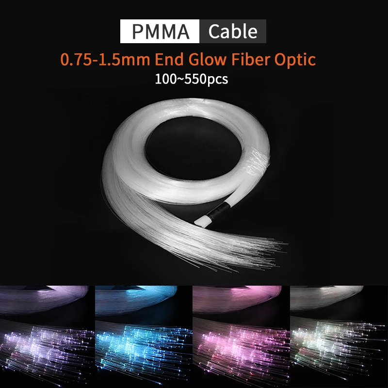 Uç kızdırma Fiber optik kablo 0.75mm 2m/3m PMMA kablosu yıldızlı gökyüzü gece lambası yıldız tavan lambası için ev iç dekor