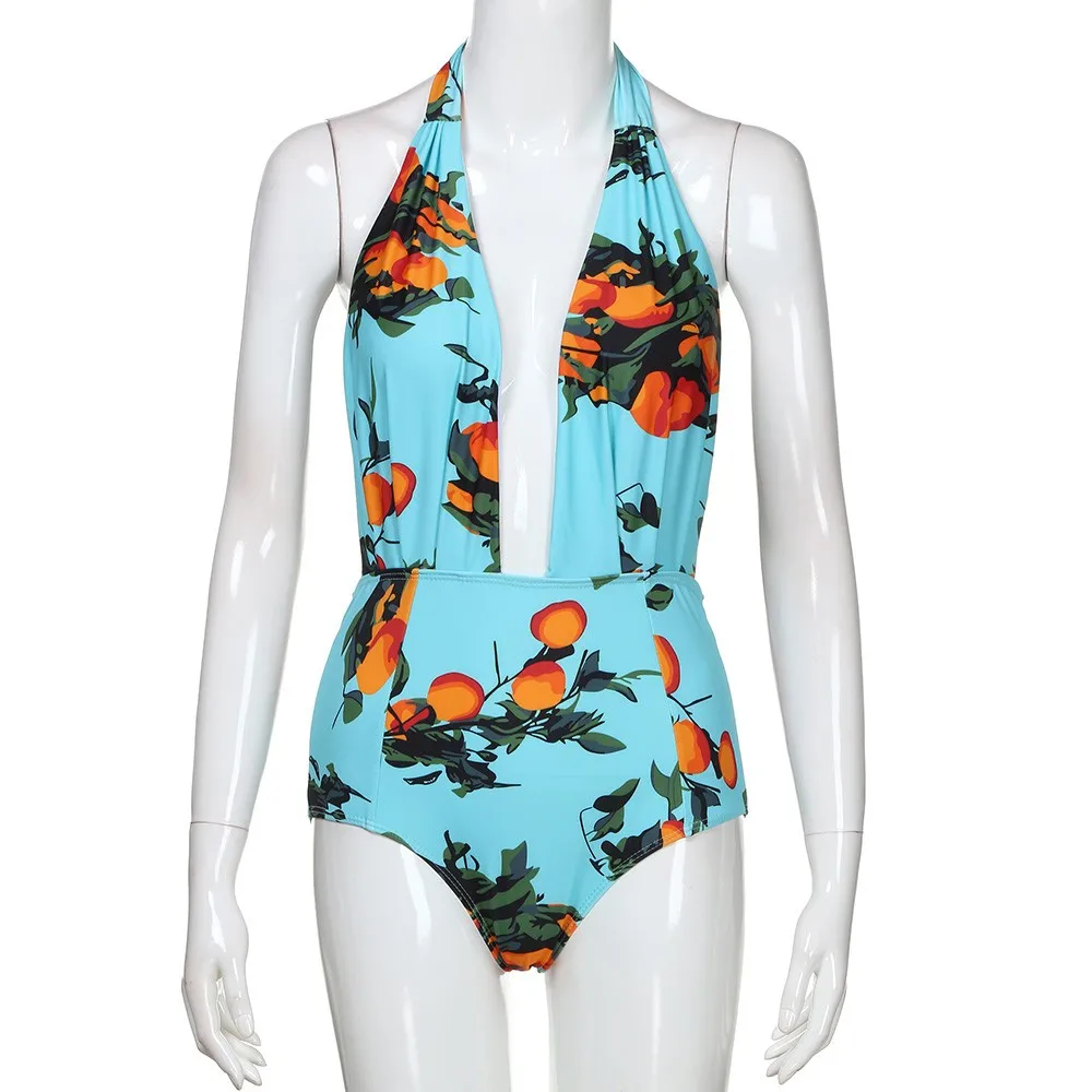 SAGACE сексуальный женский купальник с цифровой печатью и открытой спиной ретро