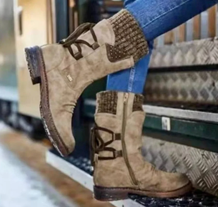 

Leather Women Boot Low Heel High Boots Shoes Woman Autumn Vintage Shoe Chaussures Femme Zapatos Mujer Sapato Platform Boots