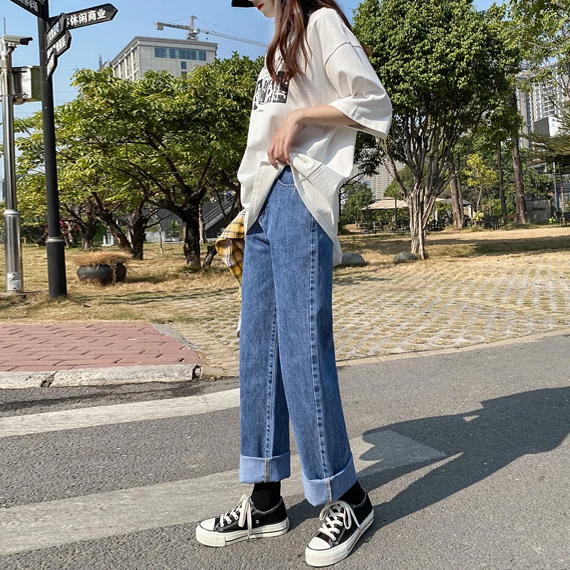 

2021 High Waist Women's Fashion Jeans Trousers For Female Mom Denim Pants For Girls