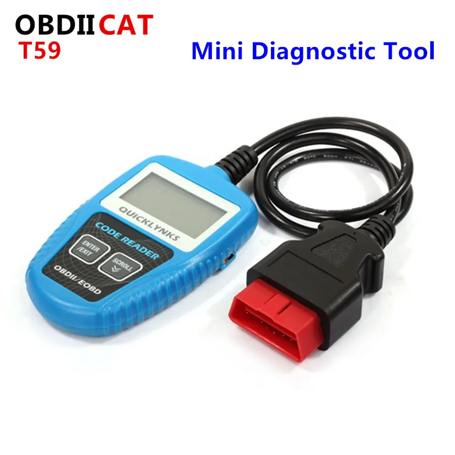 OBDIICAT QUICKLYNKS Многоязычный CAN OBDII сканер T59 мини считыватель кодов удобный