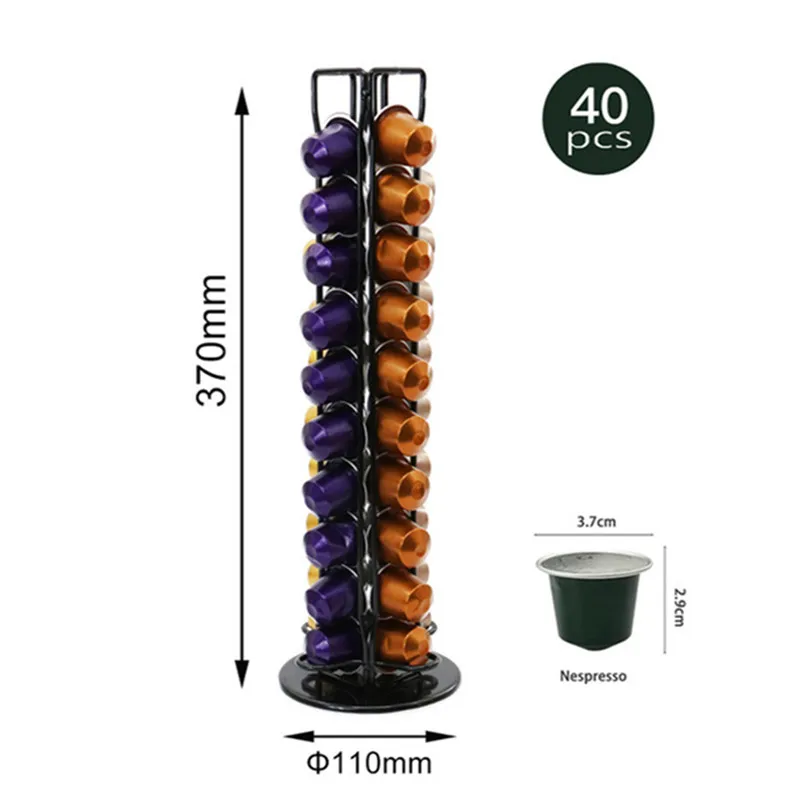 Черная вращающаяся стойка для капсул Nespresso из нержавеющей стали держатель с