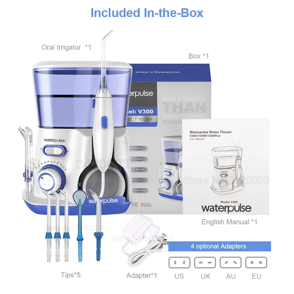 Waterpulse V300B зубные Flosser воды нить Ирригатор для полости рта с 5 Jet советы
