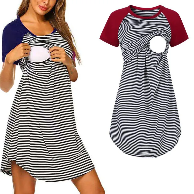 

Maternity Nursing Dresses Maternity Clothes Pregnant Women Short Sleeve Breastfeeding Nightdress Nightgown Pregnancy Sleepwear