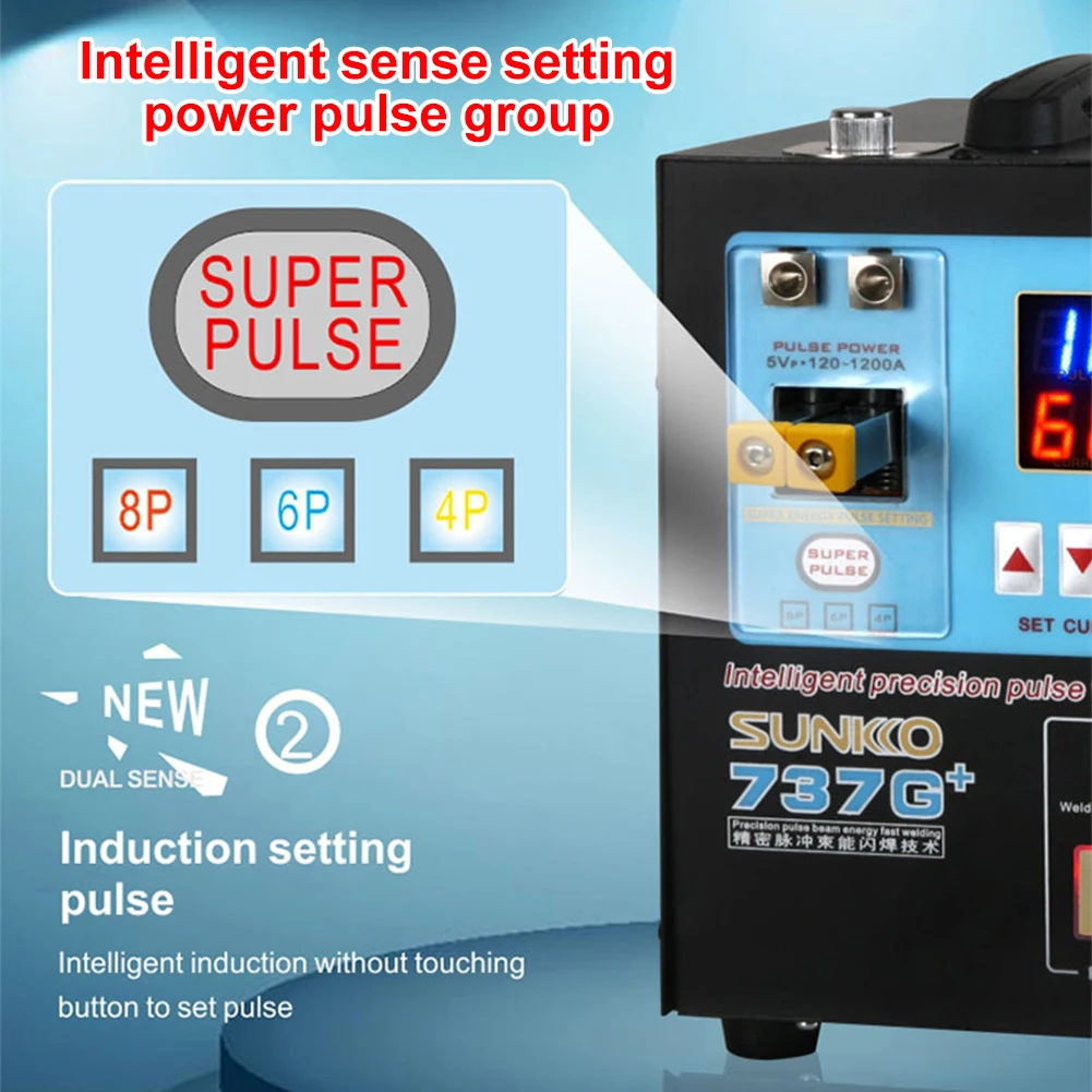 

SUNKKO Spot Welding Machine 737G+ 4.3KW Automatic Battery Spot Welder for 18650 Batteries Nickel Strip Connection Welding Pen