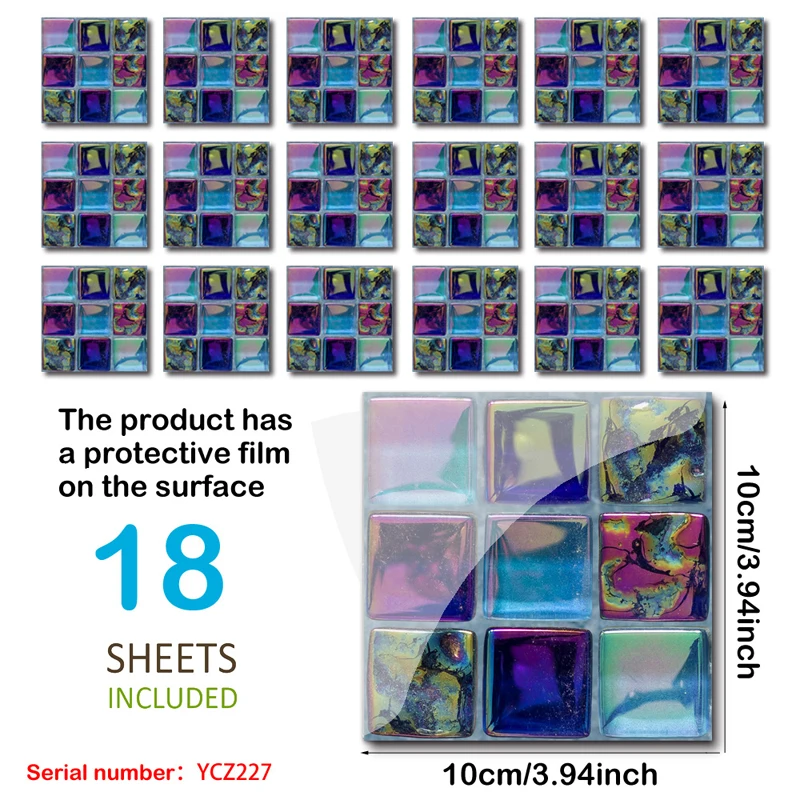 Яркая Цветная Плитка мозаичная наклейка 3d водонепроницаемая для ванной комнаты