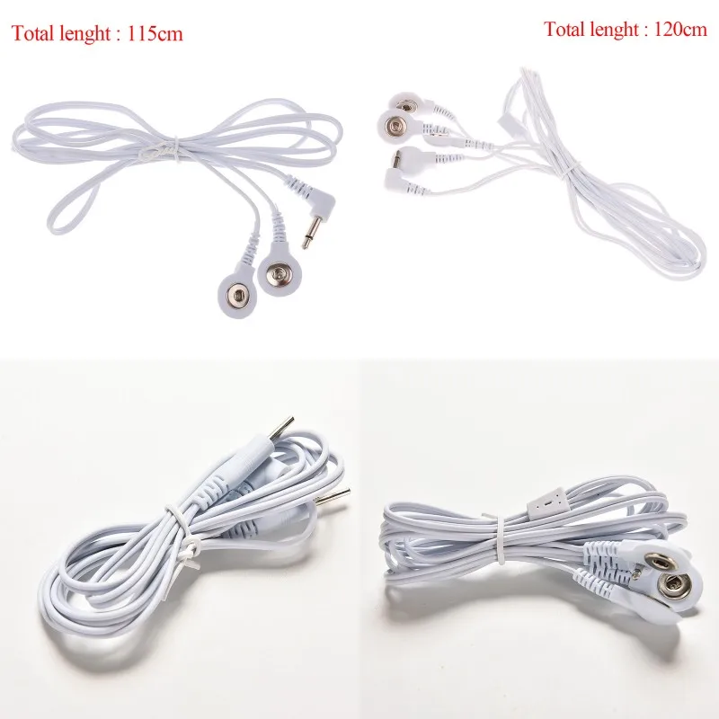 

White 2/4Buttons Electric Shock Wires Cable Electrotherapy Electrode Lead For Tens Massager Connection Cable Massage Relaxation