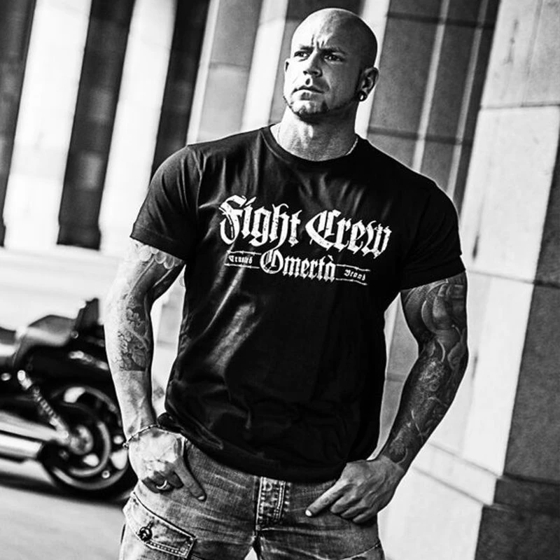 Футболка мужская с круглым вырезом модная Байкерская тенниска тату-рисунком