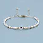 Браслет женский Go2Boho, тонкий, с белыми бусинами, Турецкий Дурной глаз