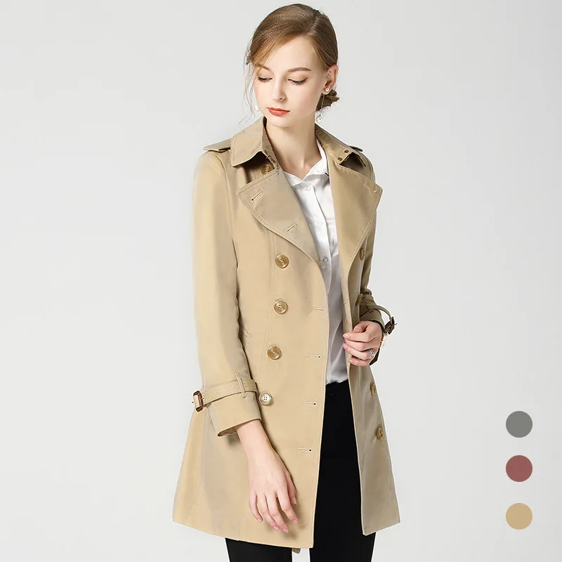 Хаки BURDULLY new Spring Autumn Fashion Women Trench Coat Plaid Windbreaker long sleeve lattice Outwear Loose Plus Size XXL Belt - Цвет: Хаки