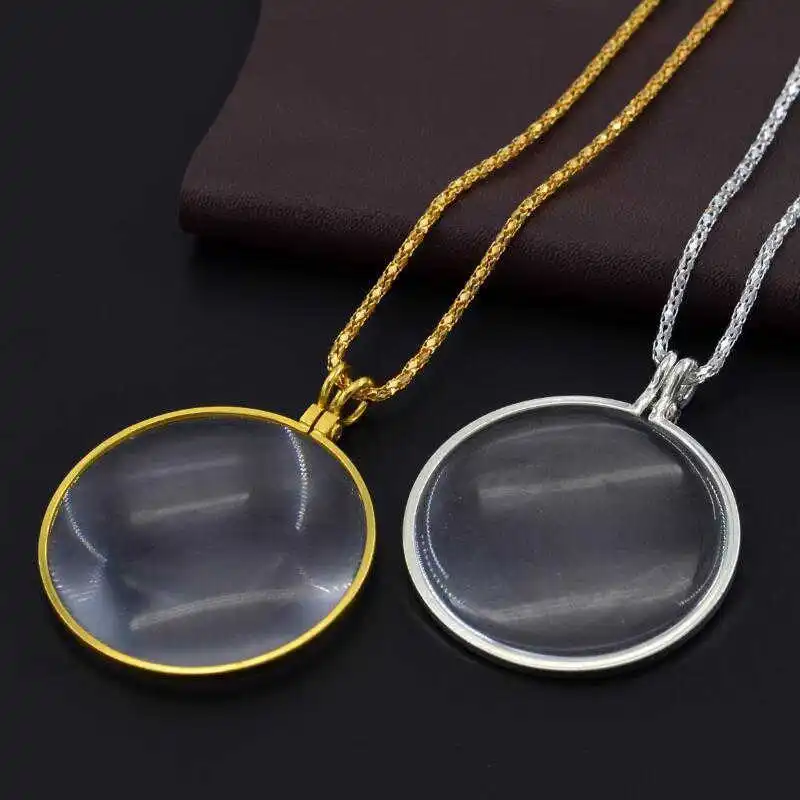 

Unique Necklace Magnifier Glass Decorativ Reeding Pendant Woman man Vintage Magnify Monocle