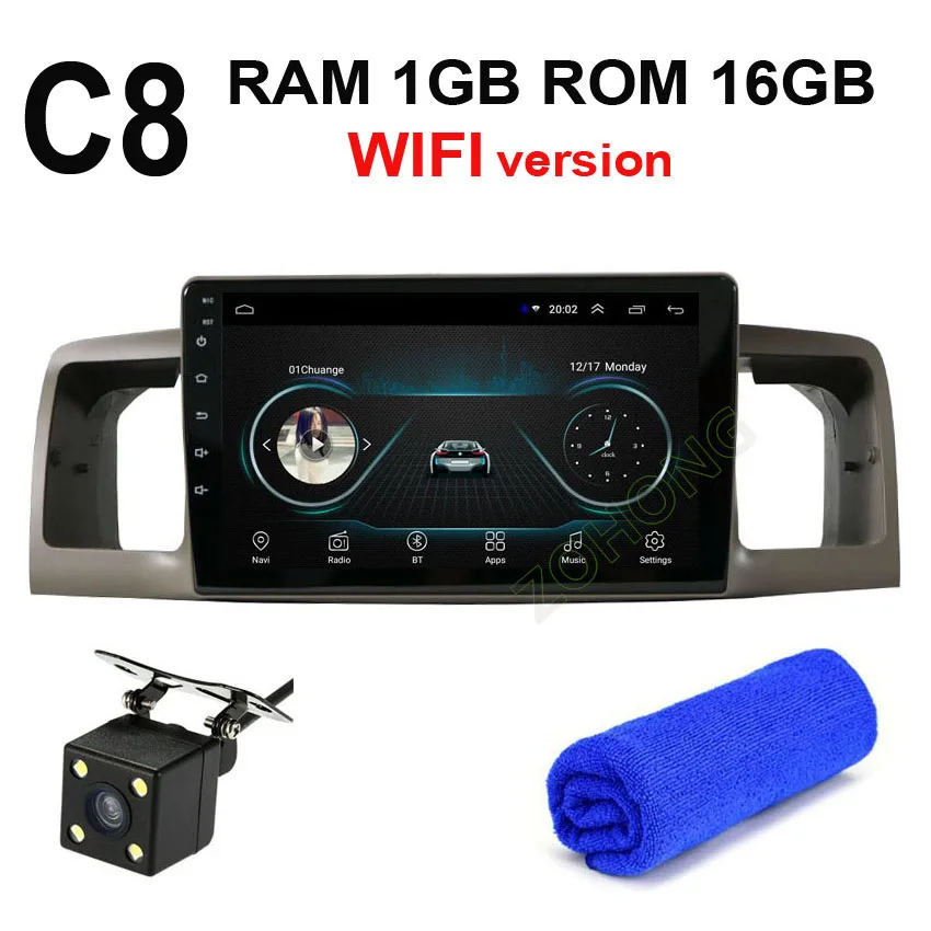 C8 1G 16G CAM 4G DSP 36EQ Android9.0 Автомобильный мультимедийный dvd-плеер для Toyota Corolla E120 EX для BYD F3 Авторадио автомобильный gps-навигация, радио, стерео - Цвет: C8 1G 16G CAM
