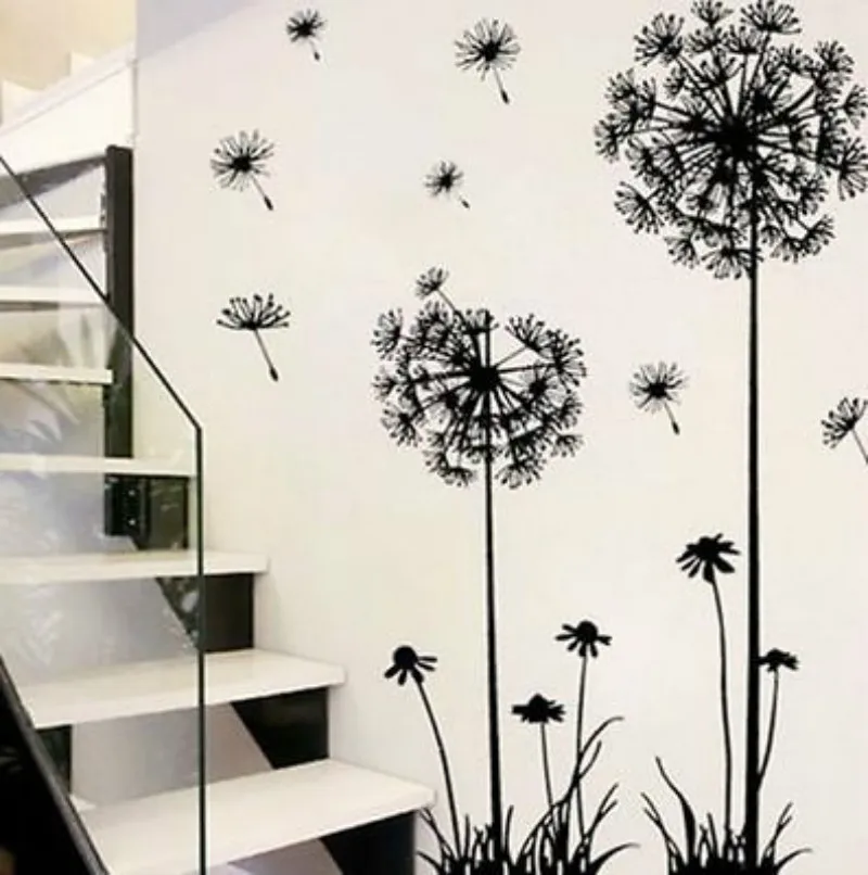 

Black Dandelion Sitting Room Bedroom Wall Stickers Household Adornment Wall Stickers On The Wall