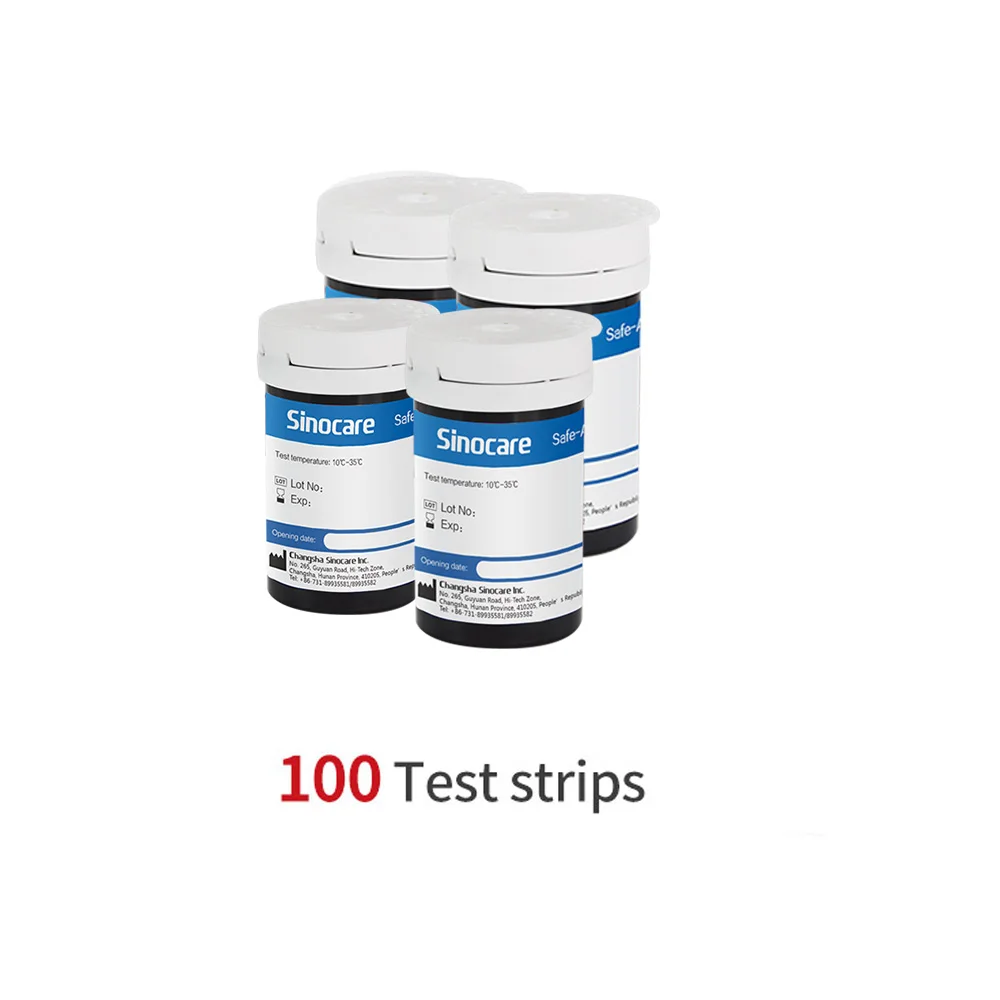 100 Strips No Lancet SINOCARE Accu, глюкометр для измерения уровня сахара в& Тесты полоски и Ланцеты 50/100 шт комплект глюкометра для диабетиков измеритель уровня сахара в крови для диабетиков Тесты er - Цвет: 100 Strips No Lancet