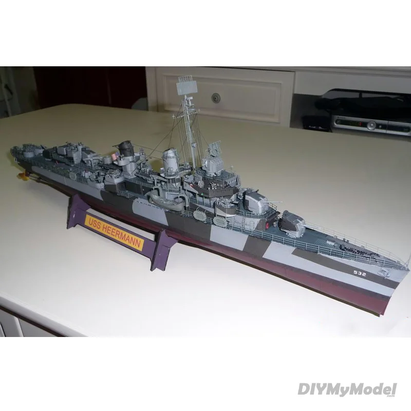 DIYMyModeI-Maqueta de papel para manualidades 3d, modelo a escala 1: 2020, destructor USS Heermann de la Segunda Guerra Mundial, trabajo Manual, 200-2