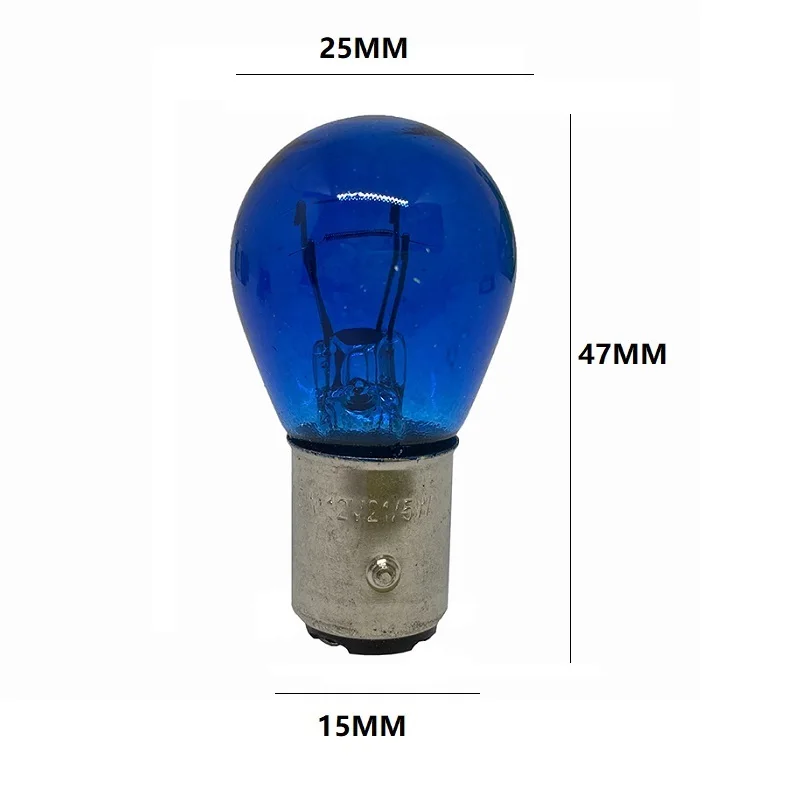 10 шт. 1156 синий цвет P21W S25 галогенная лампа BA15S 1157 P21/5 Вт BAY15D 12V 21 Стекло авто