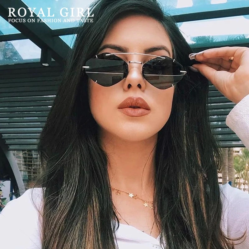 Женские солнцезащитные очки ROYAL GIRL бескаркасные многоугольные новый бренд 2020 дизайнерский ультра